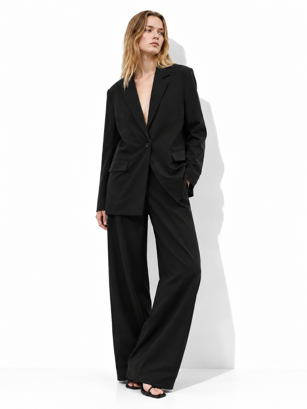 Structured Blazer and Oversized Trousers Set