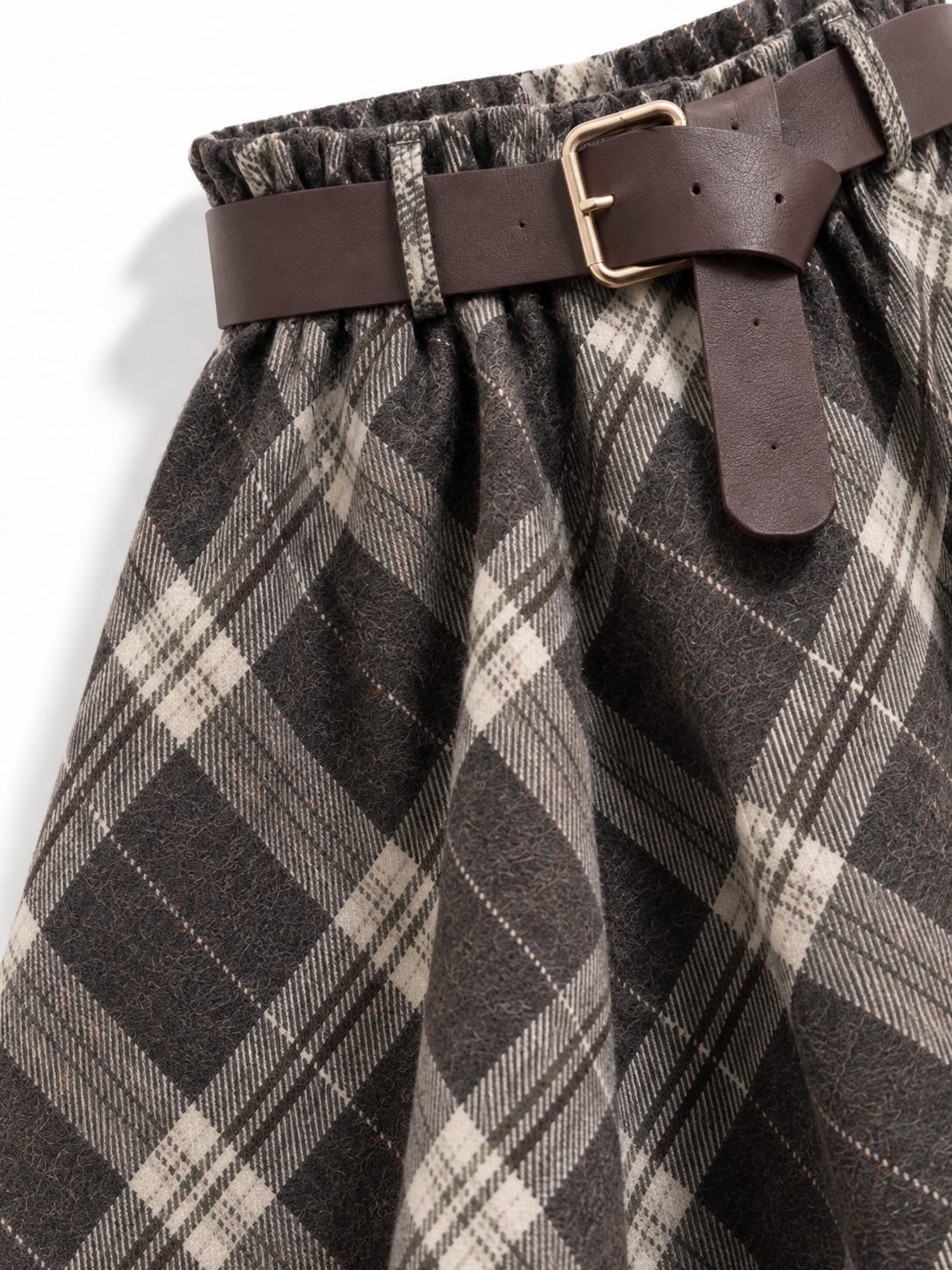 Gonna Midi a Quadri con Cintura | Stile Casual