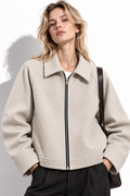 Giacca con Zip e Collo a Risvolto | Stile Casual