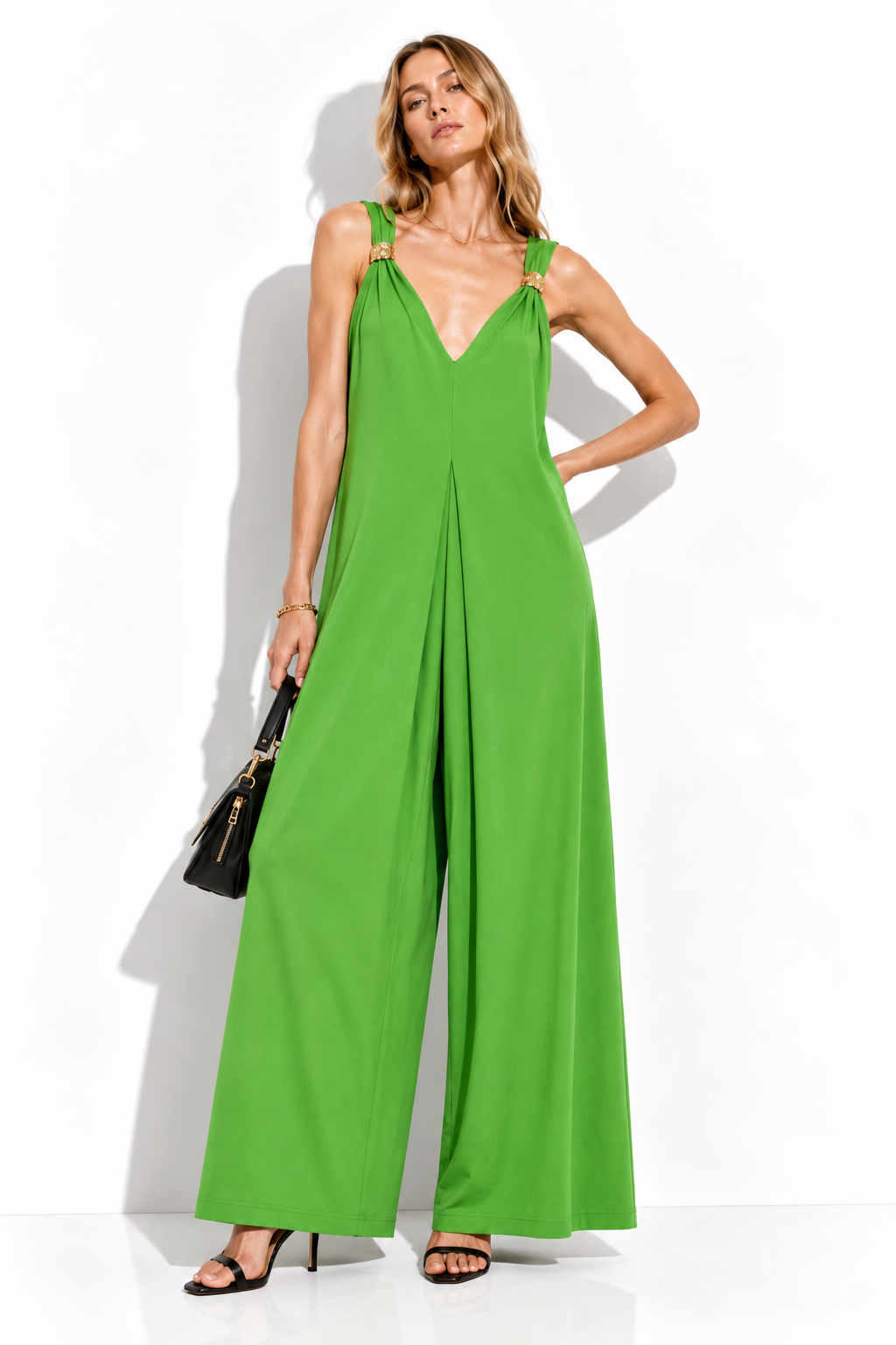 Wide-Leg Jumpsuit with Shoulder Buckle | Chic Summer Look