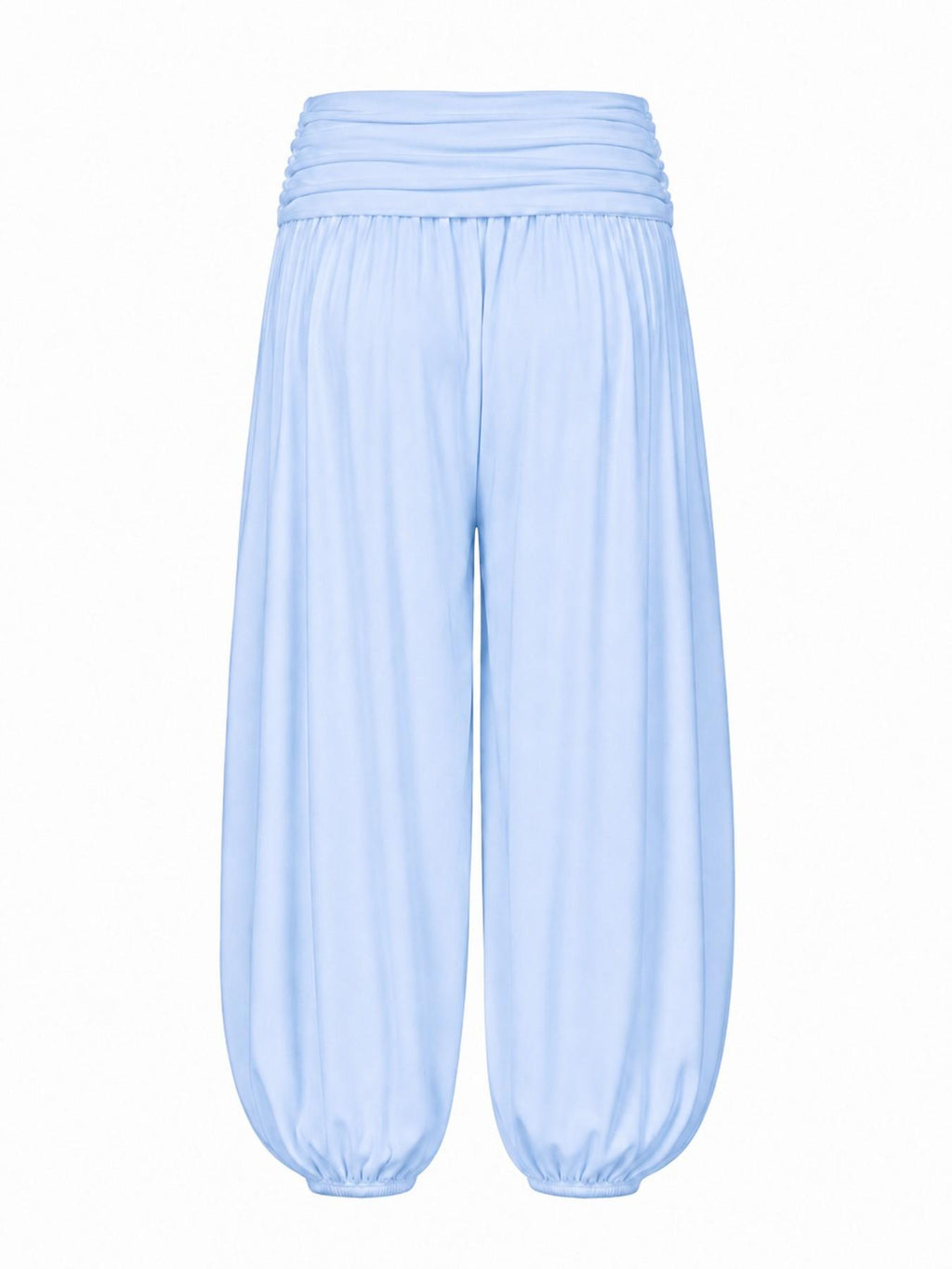 Pantaloni Harem a Vita Alta in Viscosa Fluida