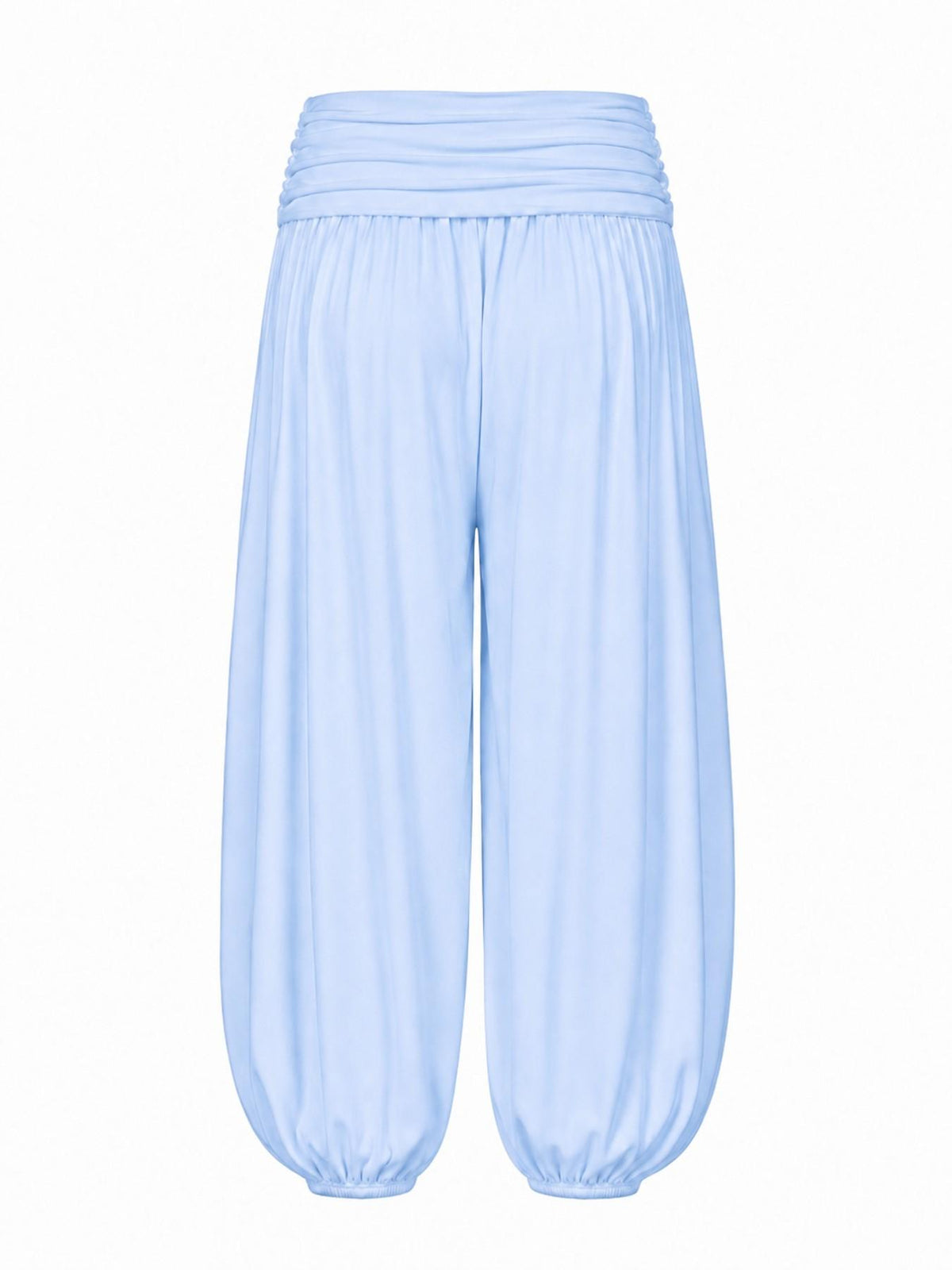 Pantaloni Harem a Vita Alta in Viscosa Fluida