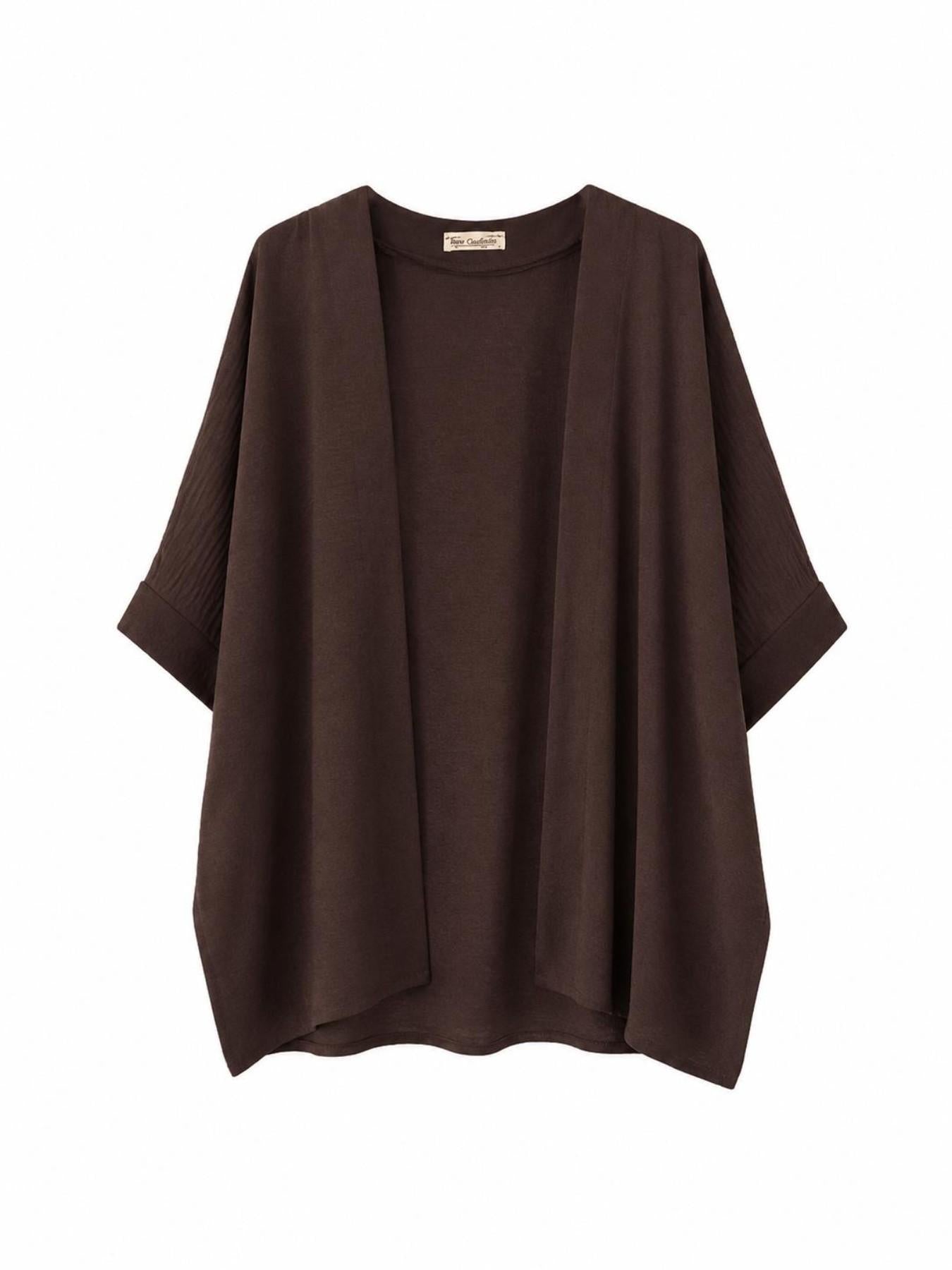 URBANREVERSE Women Open Front Kimono Cardigan Burgundy Lightweight Cover Up Relaxed Fit Draped Jacket Casual Elegant Layering Top Oversized Summer Cardigan Travel Holiday Office Wear Loose Fit Made in Italy