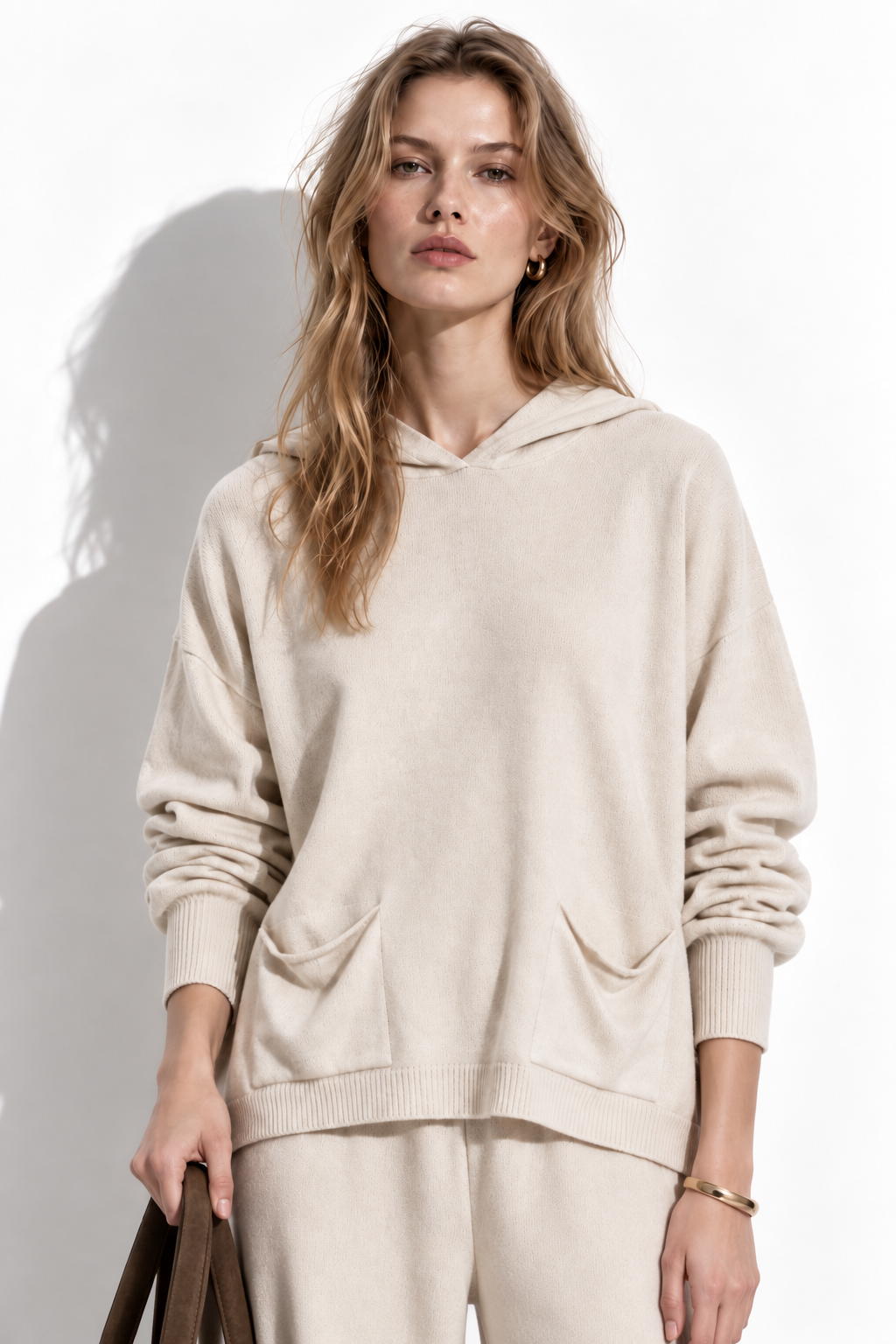 Knitted Set with Hood and Wide-Leg Pants | Casual Style