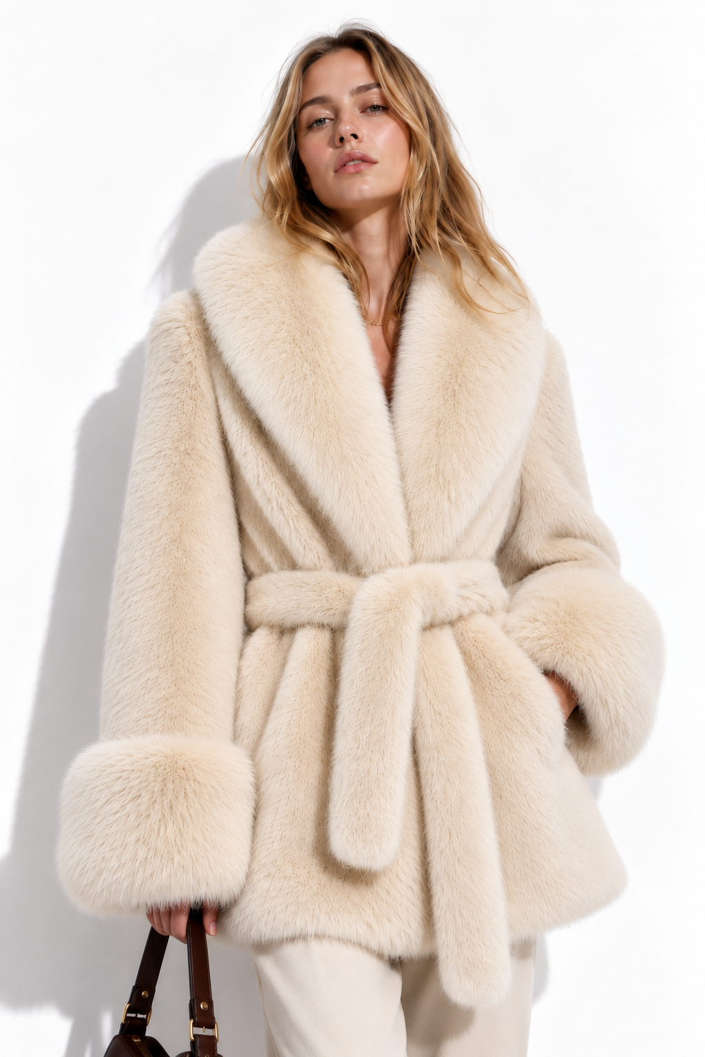 Cappotto Teddy in Pelliccia Sintetica con Cintura | Eleganza Invernale