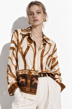 Baroque Print Shirt with Horse | Elegant Style