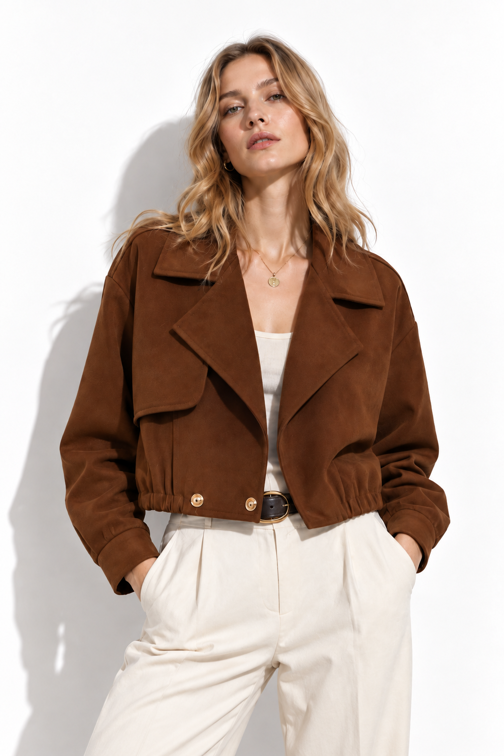 Giacca in Finta Pelle Scamosciata | Stile Casual
