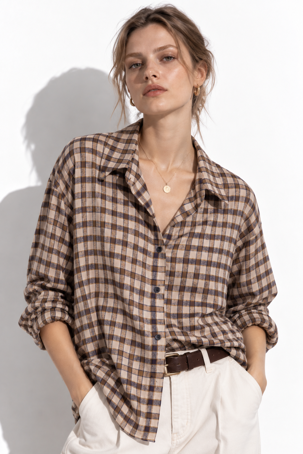 Camicia a Quadri con Colletto e Bottoni | Stile Casual