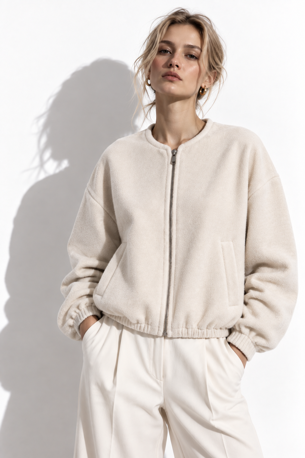 Giacca Corta con Collo Rotondo e Zip | Stile Elegante