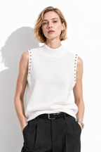 Top a Maglia Senza Maniche con Strass | Stile Elegante
