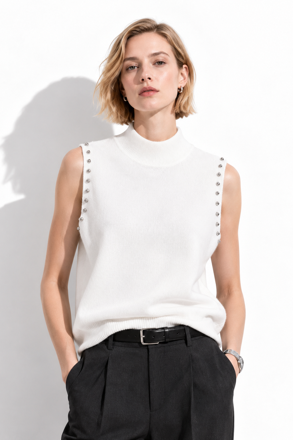Top a Maglia Senza Maniche con Strass | Stile Elegante