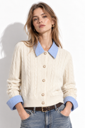 Cardigan a Maglia con Colletto a Righe | Stile Casual