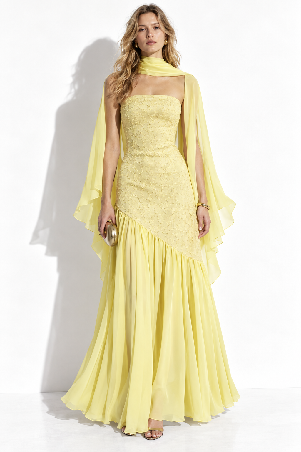 Abito Maxi Senza Spalline con Scialle | Stile Elegante
