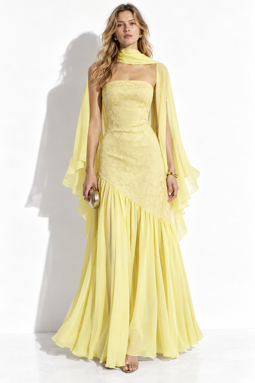 Abito Maxi Senza Spalline con Scialle | Stile Elegante