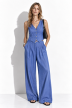 Linen Suit with Vest and Pants | Resort Chic