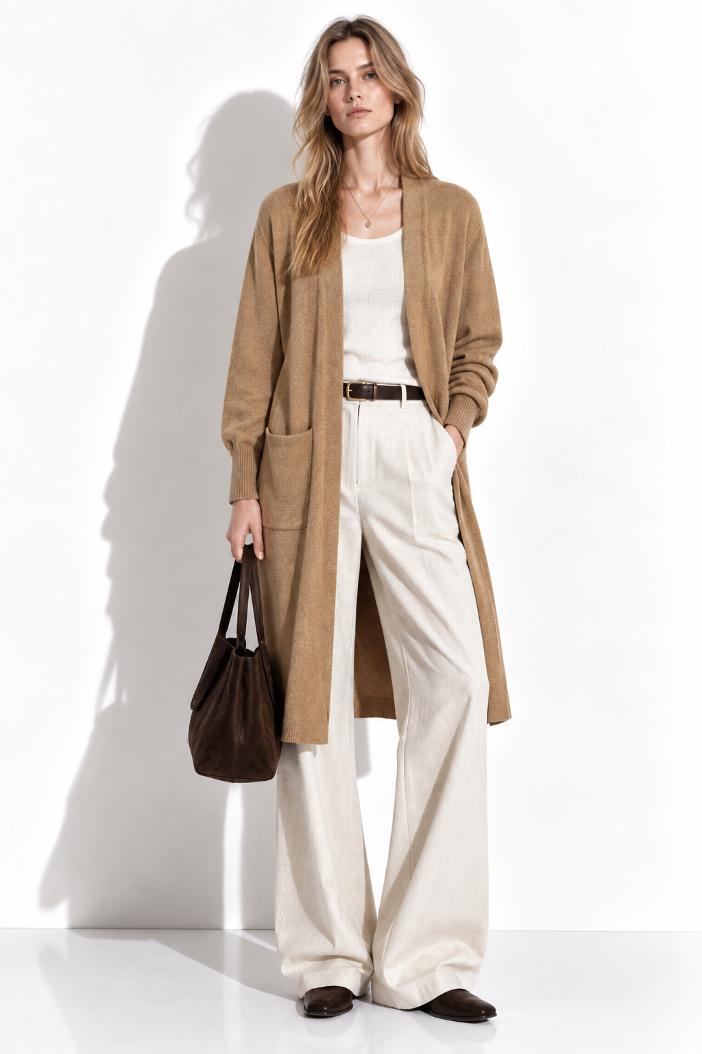 Cardigan Lungo a Maglia con Tasche | Stile Casual