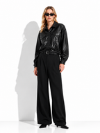 Faux Leather Jacket with Chest Pocket | Casual Style