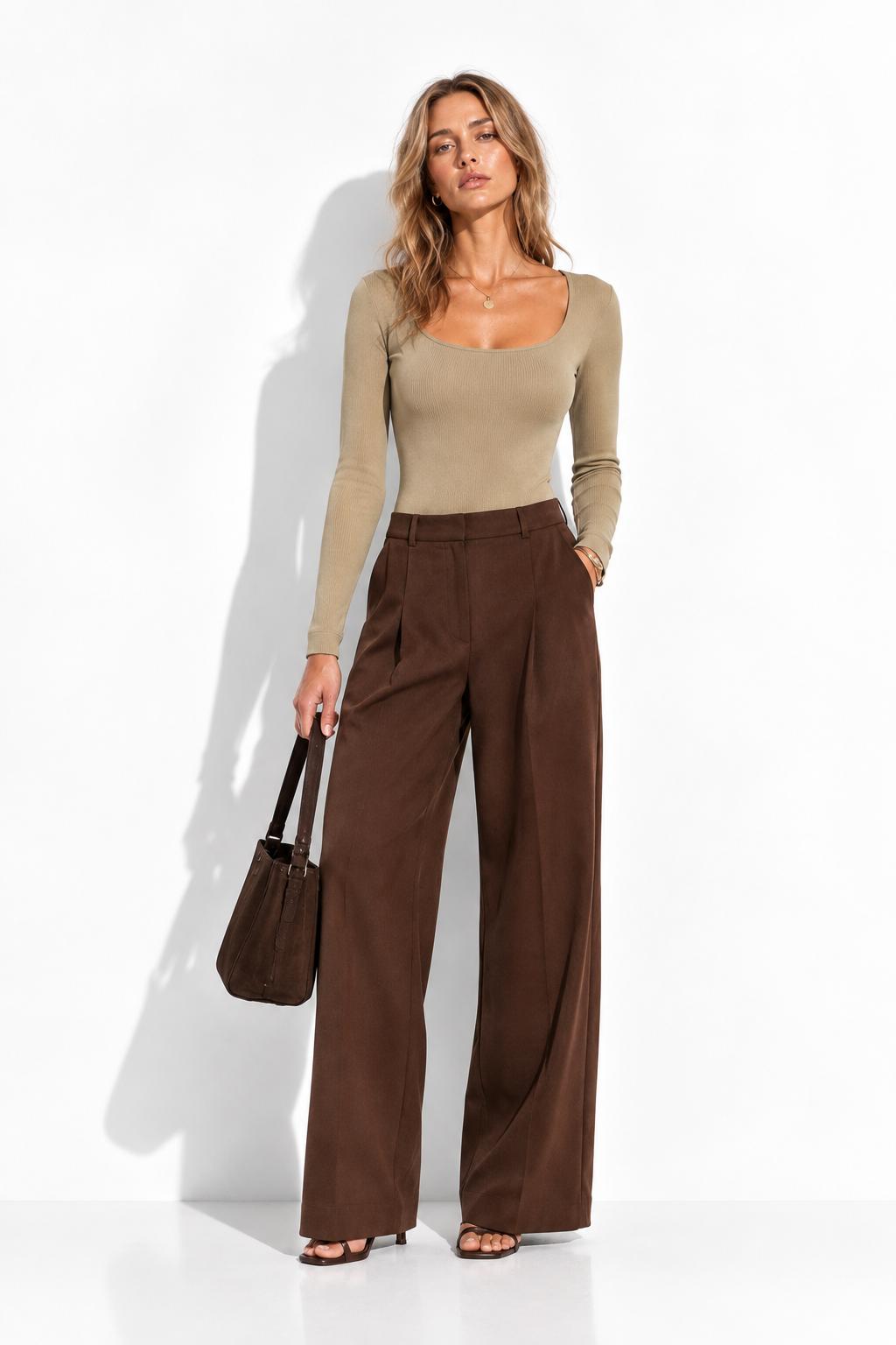 Tuta a Costine Maniche Lunghe con Scollo Quadrato | Basic Slim