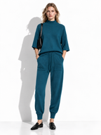 Knitted Set with High Neck and Drawstring | Casual Style