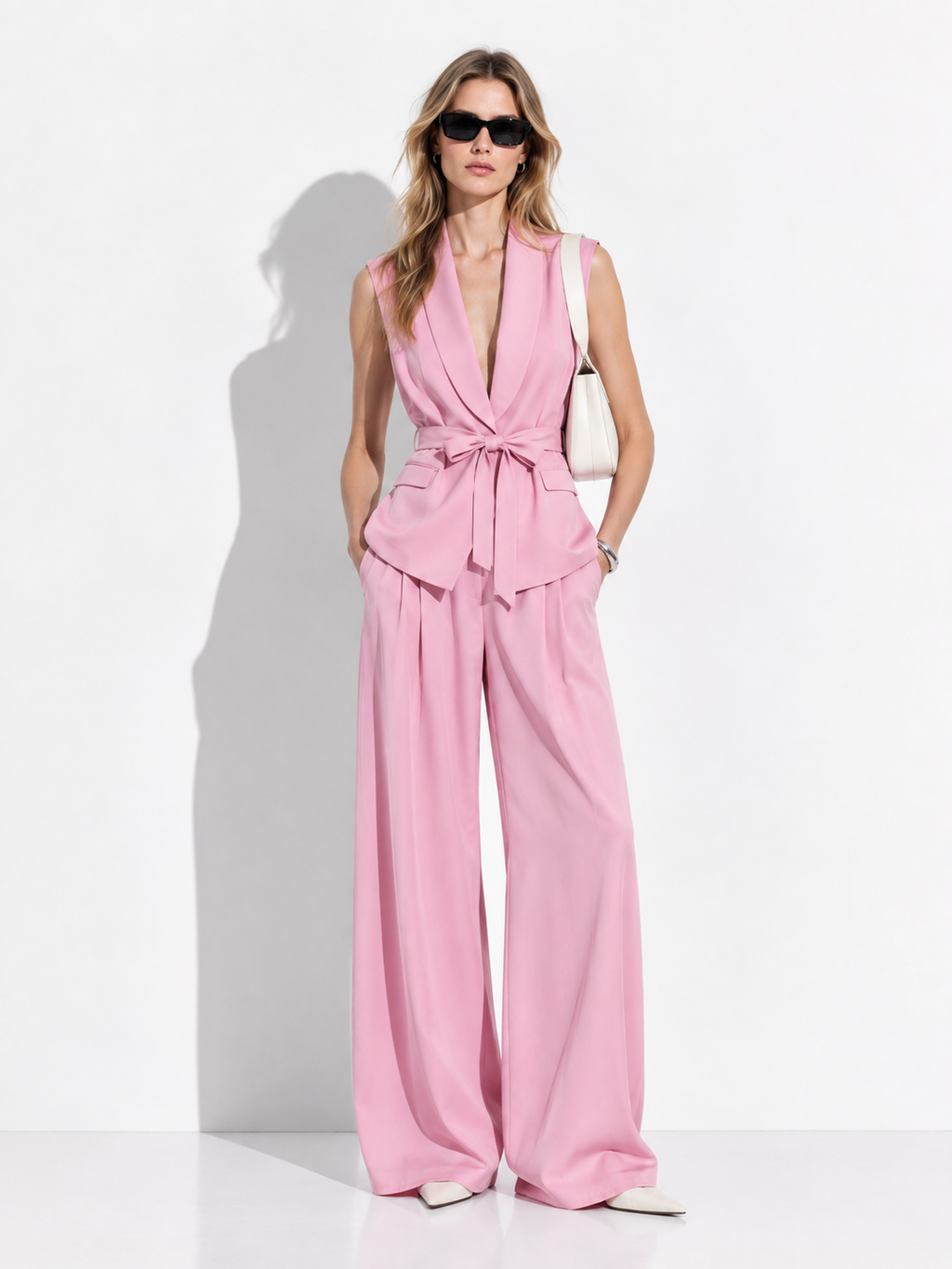 Completo con Gilet Senza Maniche e Pantaloni Palazzo | Eleganza Moderna