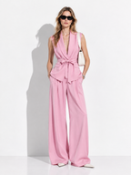 Completo con Gilet Senza Maniche e Pantaloni Palazzo | Eleganza Moderna