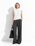 Top a Maglia Senza Maniche con Strass | Stile Elegante