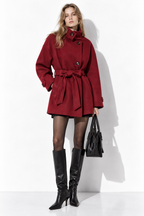 Cappotto Midi con Collo Alto e Cintura | Stile Elegante
