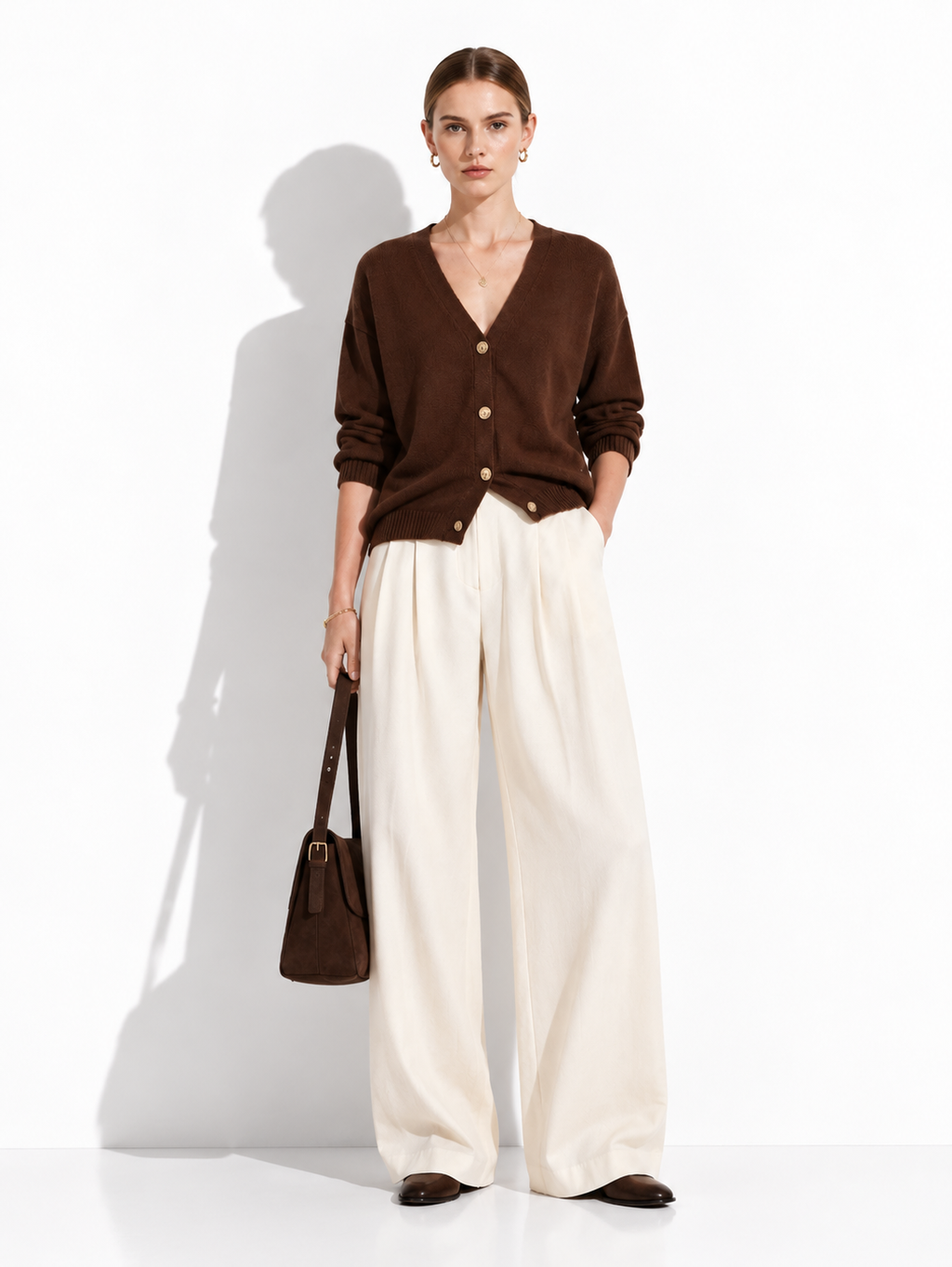 Cardigan a Maglia con Scollo a V e Bottoni | Stile Casual