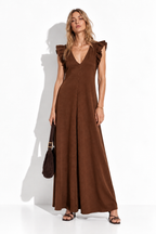 Tuta Militare a Gamba Larga con Spalline Arricciate | Casual Chic