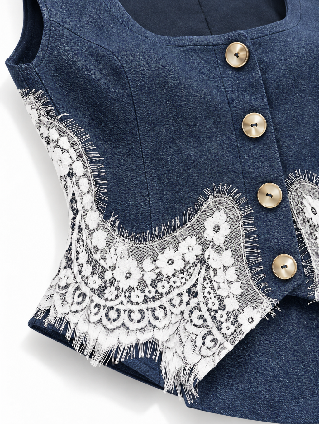 Completo in Denim con Gilet e Pizzo | Stile Femminile