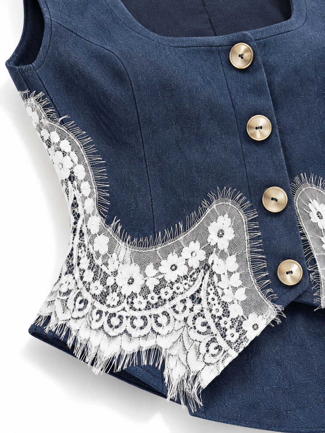 Completo in Denim con Gilet e Pizzo | Stile Femminile