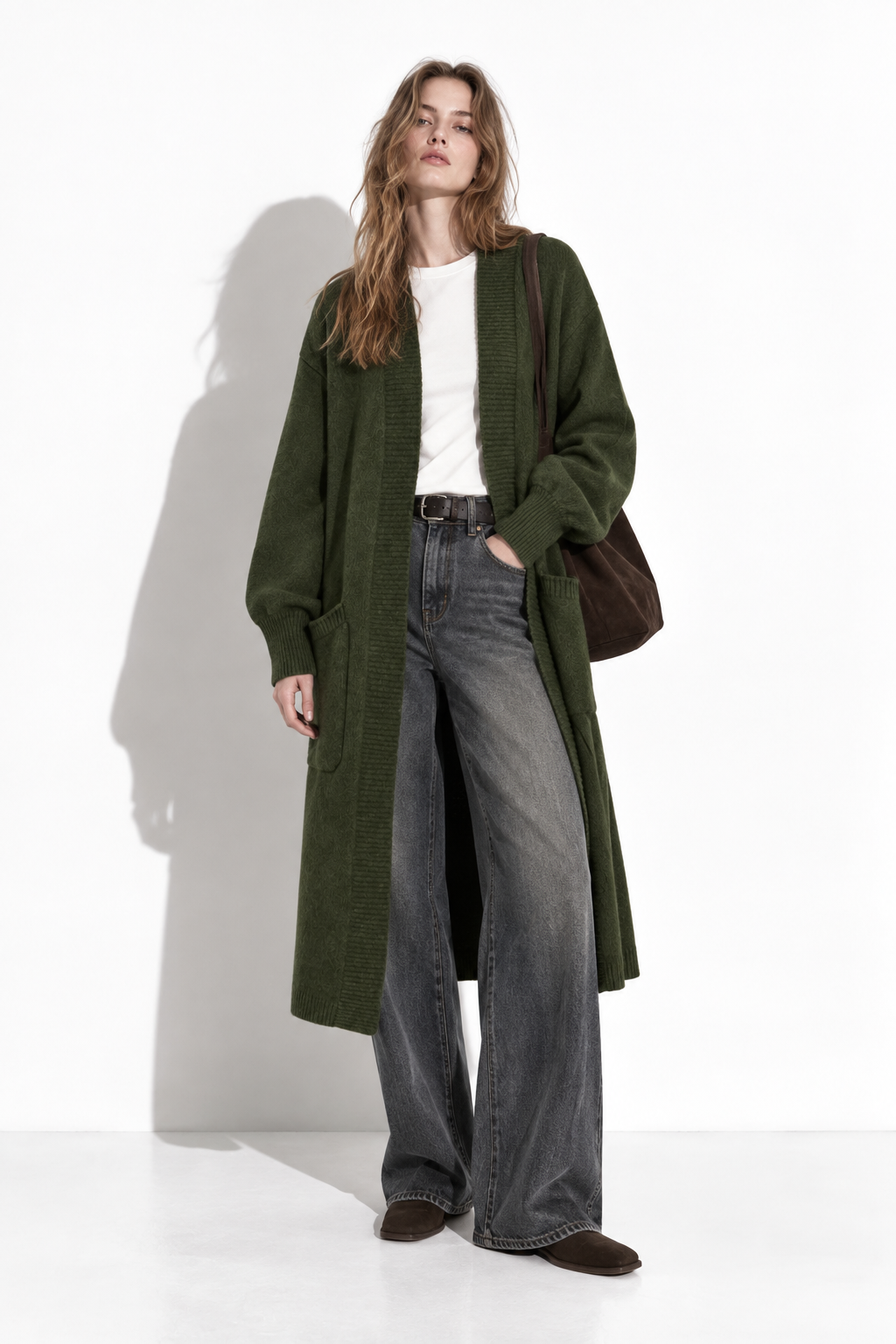 Cardigan Lungo a Maglia con Tasche | Stile Casual