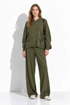 Knitted Set with Hood and Wide-Leg Pants | Casual Style