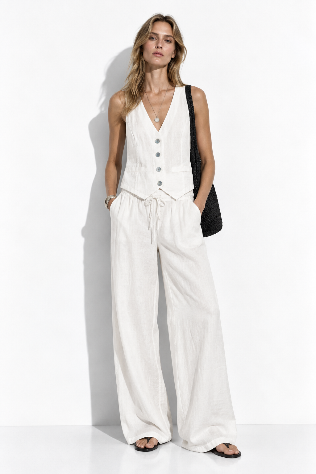 Completo Gilet e Pantaloni in Ramie | Look Estivo Casual Chic