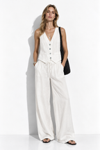 Completo Gilet e Pantaloni in Ramie | Look Estivo Casual Chic