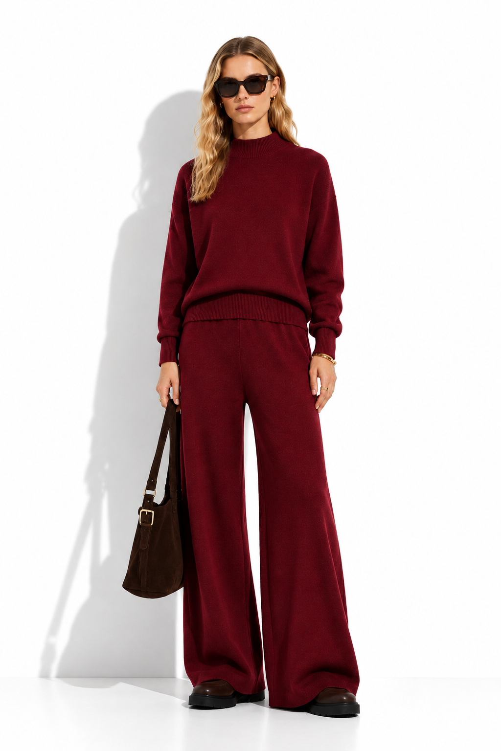 Completo a Maglia con Top e Pantaloni Largo | Stile Invernale