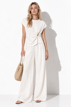 Completo Tessuto con Top e Pantaloni Largo | Look Casual Chic