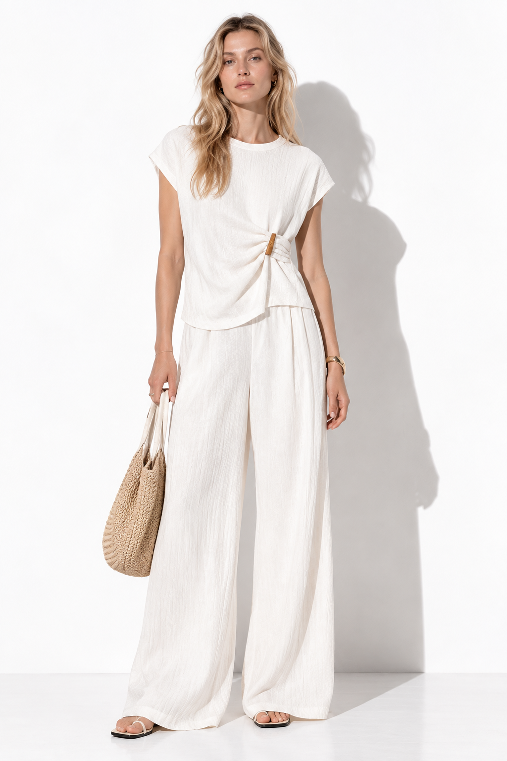 Completo Tessuto con Top e Pantaloni Largo | Look Casual Chic