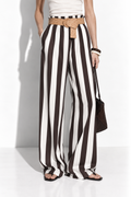 Pantaloni a Righe Verticali con Gamba Larga | Stile Casual