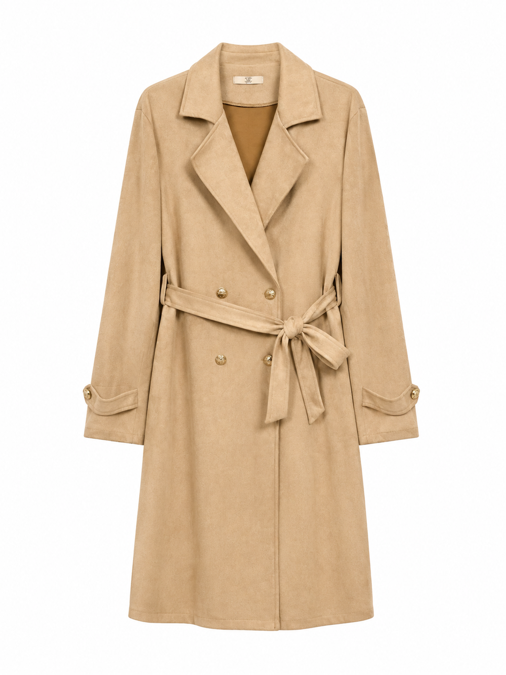 Trench in Finta Pelle Scamosciata con Cintura | Eleganza Moderna