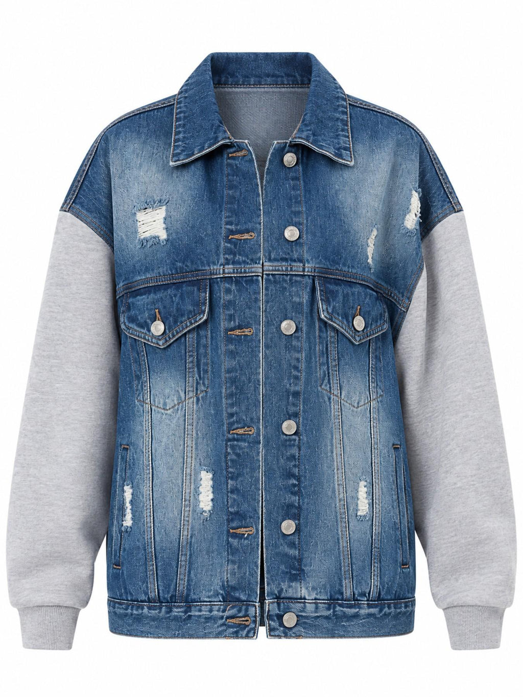 Giacca in Denim con Maniche Felpa | Stile Casual