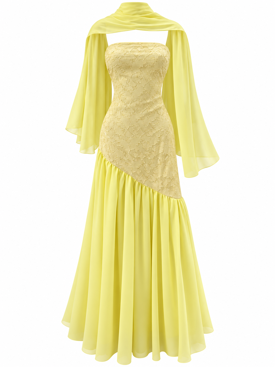 Abito Maxi Senza Spalline con Scialle | Stile Elegante