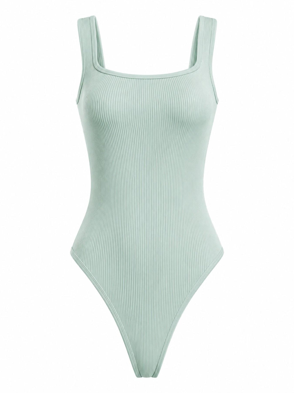 UC Women's Mint Ribbed One-Piece, Square Neck Sleeveless Slim Fit Stretch Underwear Top, Versatile Basic Style