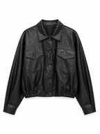 Faux Leather Jacket with Chest Pocket | Casual Style