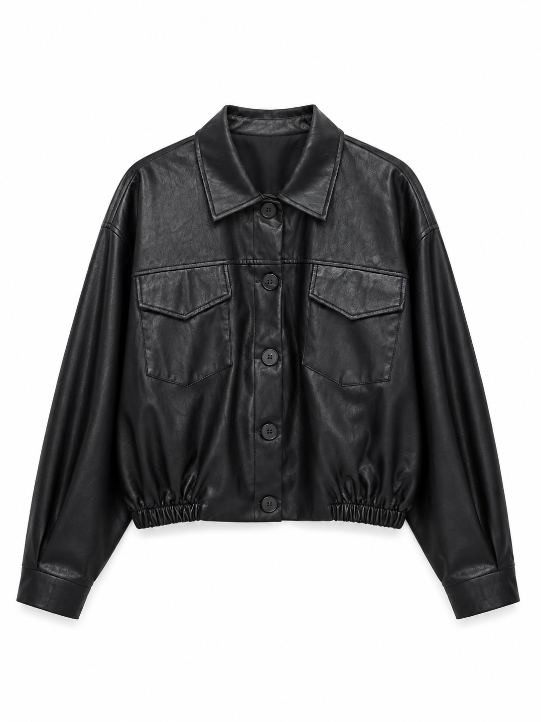 Faux Leather Jacket with Chest Pocket | Casual Style