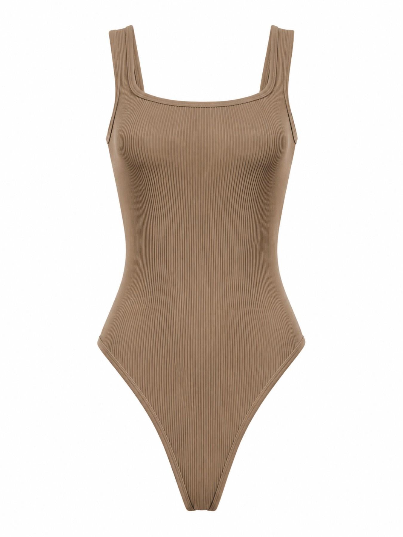 UC Women's Mint Ribbed One-Piece, Square Neck Sleeveless Slim Fit Stretch Underwear Top, Versatile Basic Style
