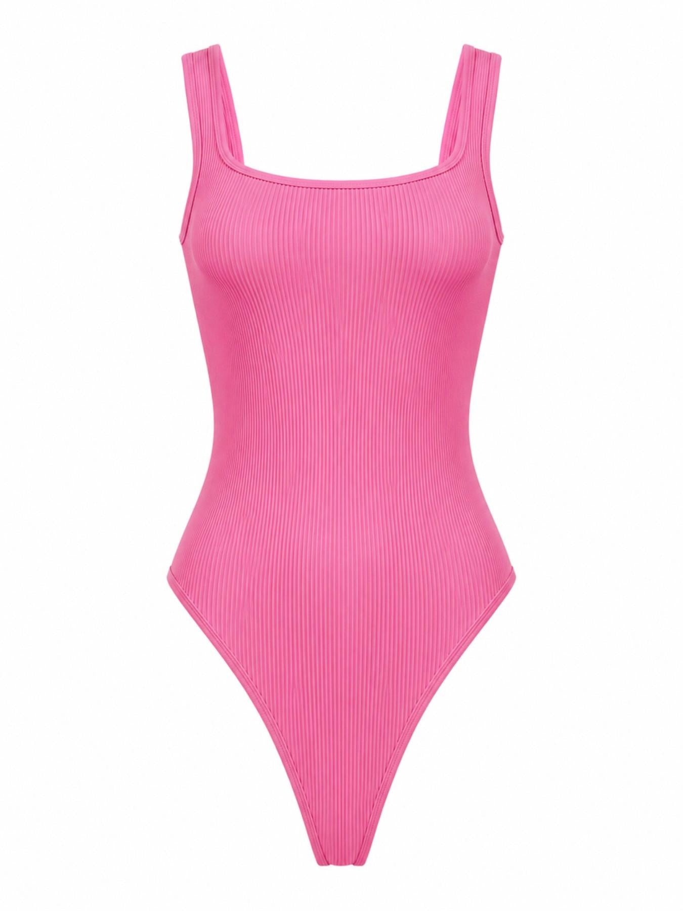 UC Women's Mint Ribbed One-Piece, Square Neck Sleeveless Slim Fit Stretch Underwear Top, Versatile Basic Style