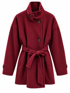 Cappotto Midi con Collo Alto e Cintura | Stile Elegante