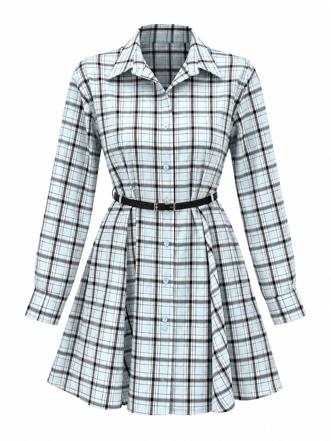 Abito Camicia a Quadri con Cintura | Stile Casual