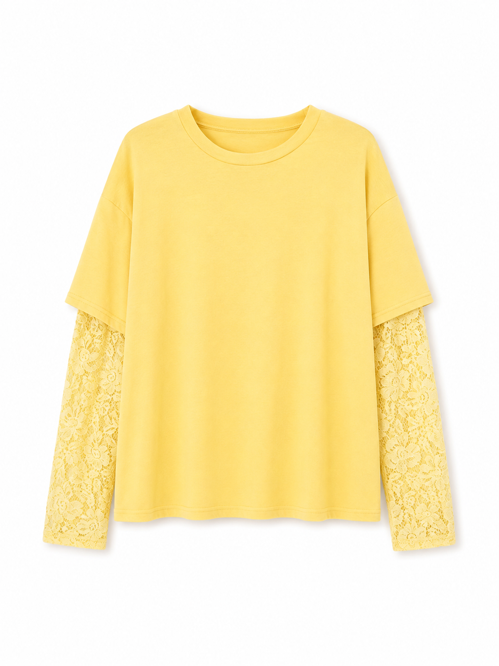 Maglia con Maniche in Pizzo e Girocollo